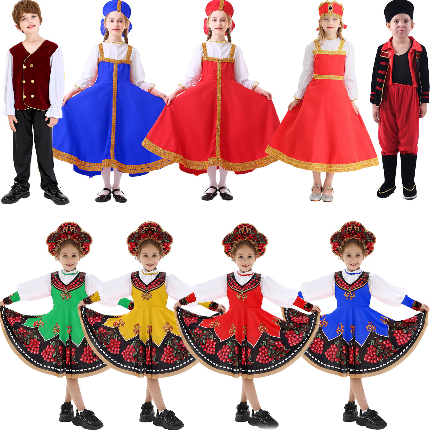Costume traditionnel russe unisexe, robe Sarafan de princesse ou de prince pour le carnaval, la scène, Halloween, cosplay