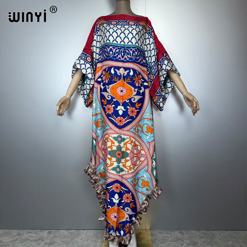 WINYI femme musulmane robes élégant caftan robe de soirée moyen-orient femme caftan ample abaya dubaï luxe imprimé Caftan maillots de bain