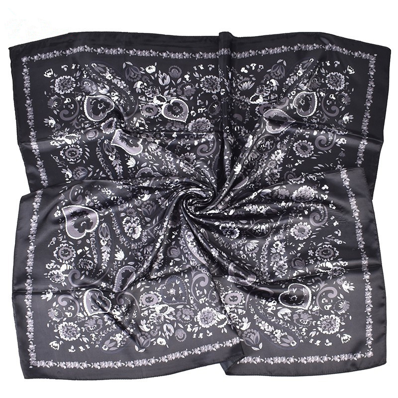 Foulard carré en soie pour femme 90x90cm, grande écharpe de luxe de marque, bandana imprimé, bandeau, hijab, écharpes et foulards pour femmes