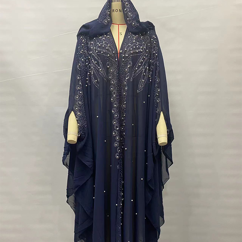 Moyen-Orient afrique chaud musulman longue Robe Vintage diamant perle épaule couverture à capuche cape Robe manches chauve-souris femmes Robe nouveau