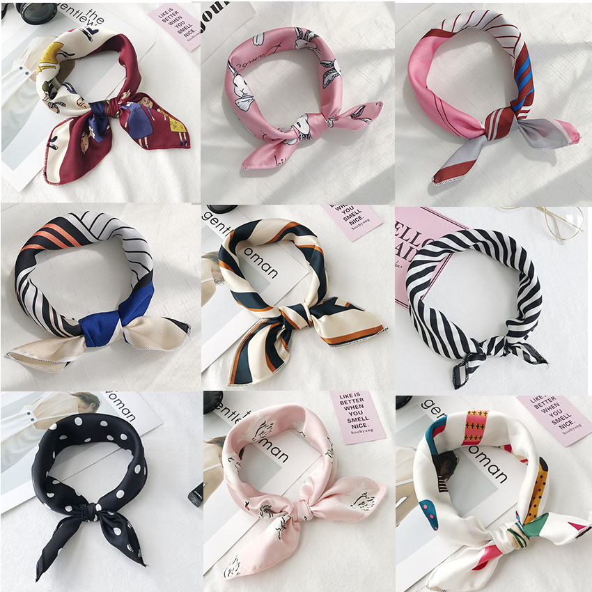 Écharpe de cheveux en satin imprimé animal pour femme, petit carré, soie, cou, anneau, foulard de tête d'hiver, mode de luxe, 2020