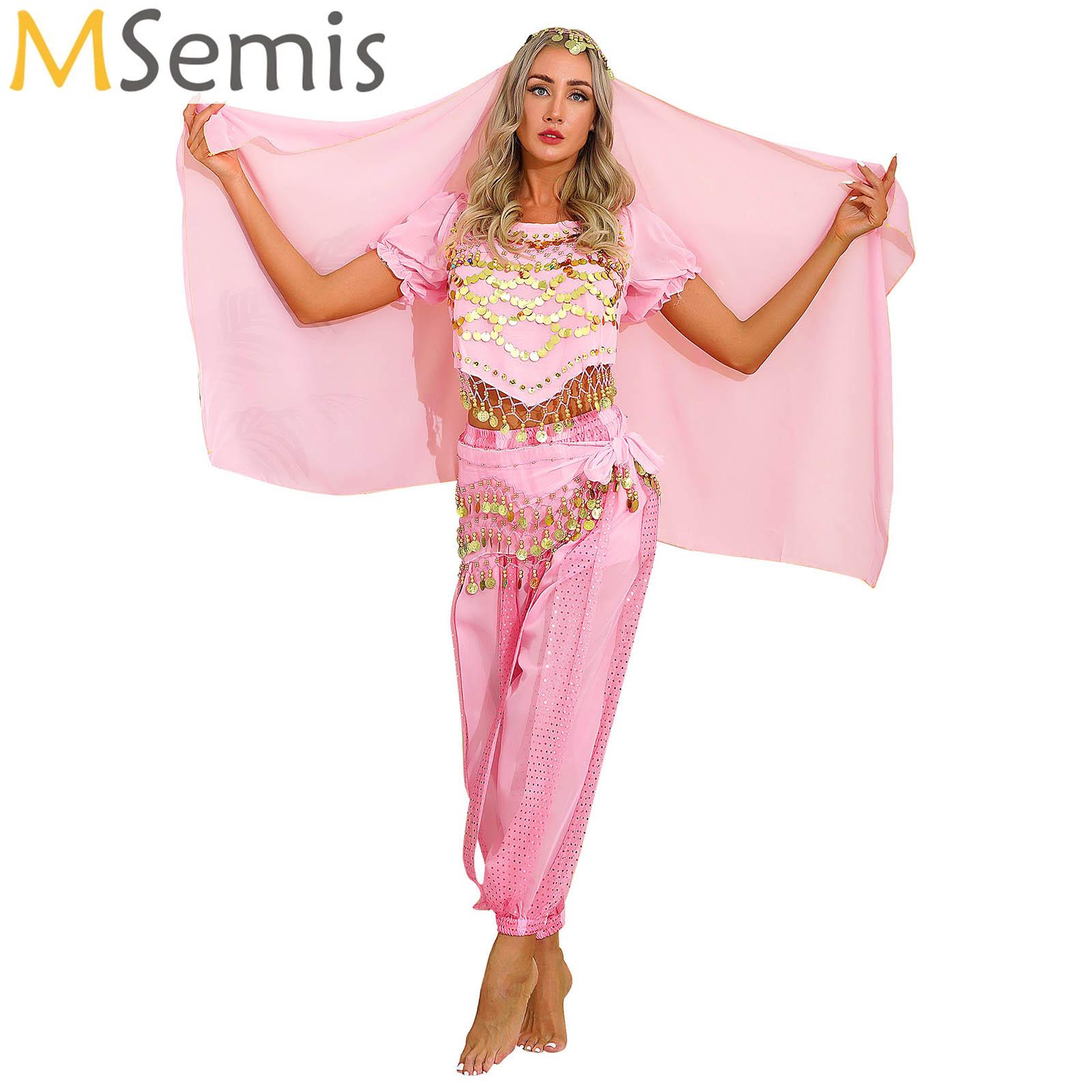Tenue de danse du ventre pour femmes, olympiques de cosplay de princesse arabe, ensemble de vêtements de performance de danse indienne, festival de carnaval d'Halloween