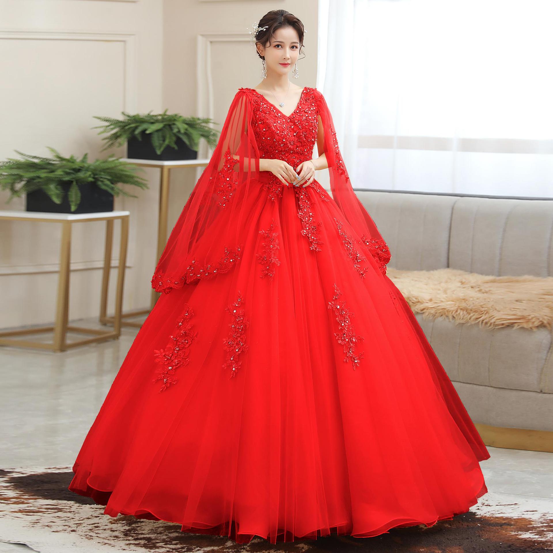 Robe de mariée brodée longue robe bouffante hôte Performance robe de remise des diplômes fête d'anniversaire mariée robe de demoiselle d'honneur robes de bal