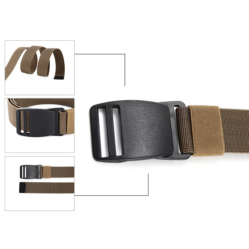 Ceinture militaire en toile de nylon pour hommes et femmes, ceinture DulWaist, 1.5 po, plastique strucmetal, sans élastique, pantalon, jeans, noir