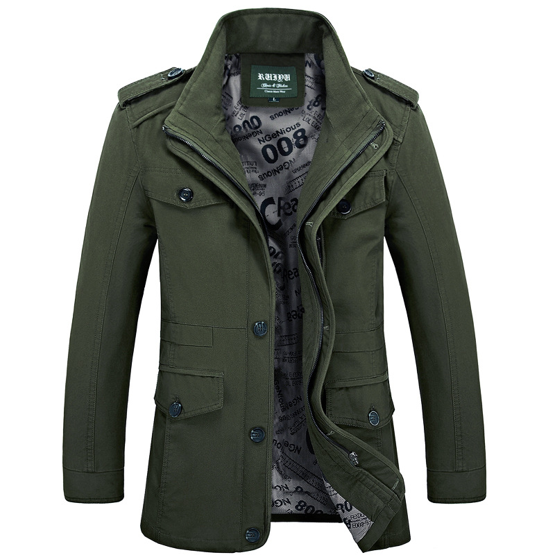 Manteau trench décontracté en coton pour homme, nouvelle collection printemps-automne, mi-long, style business pour homme d'âge moyen