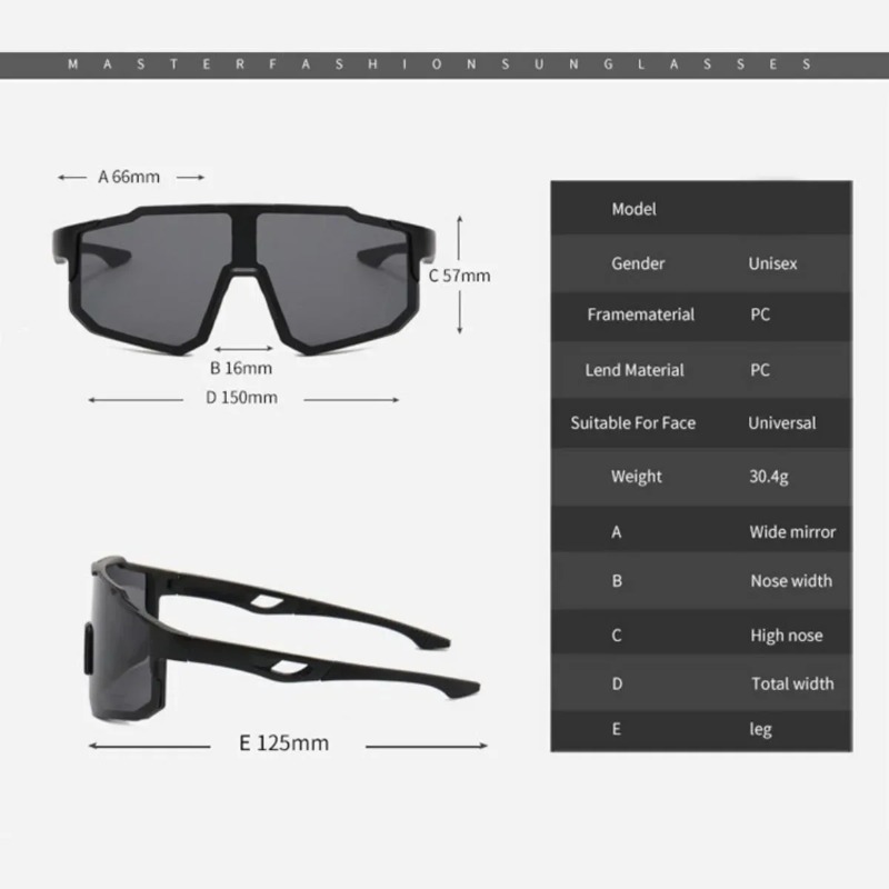 Lunettes de soleil de cyclisme UV400 pour hommes et femmes, anti-ultraviolets, pour sports de plein air, randonnée, escalade, VTT, monture large, surdimensionnées