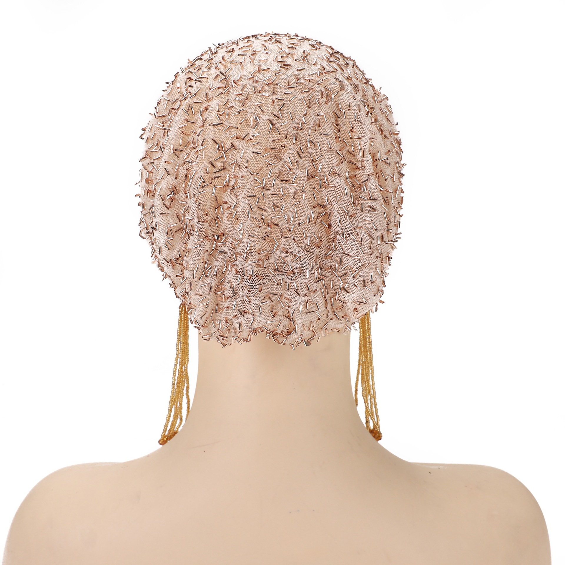 Bonnet de prière musulman à pampilles et perles, en maille élastique, scintillant, pour femmes islamiques, bonnet chimio, couvre-chef.