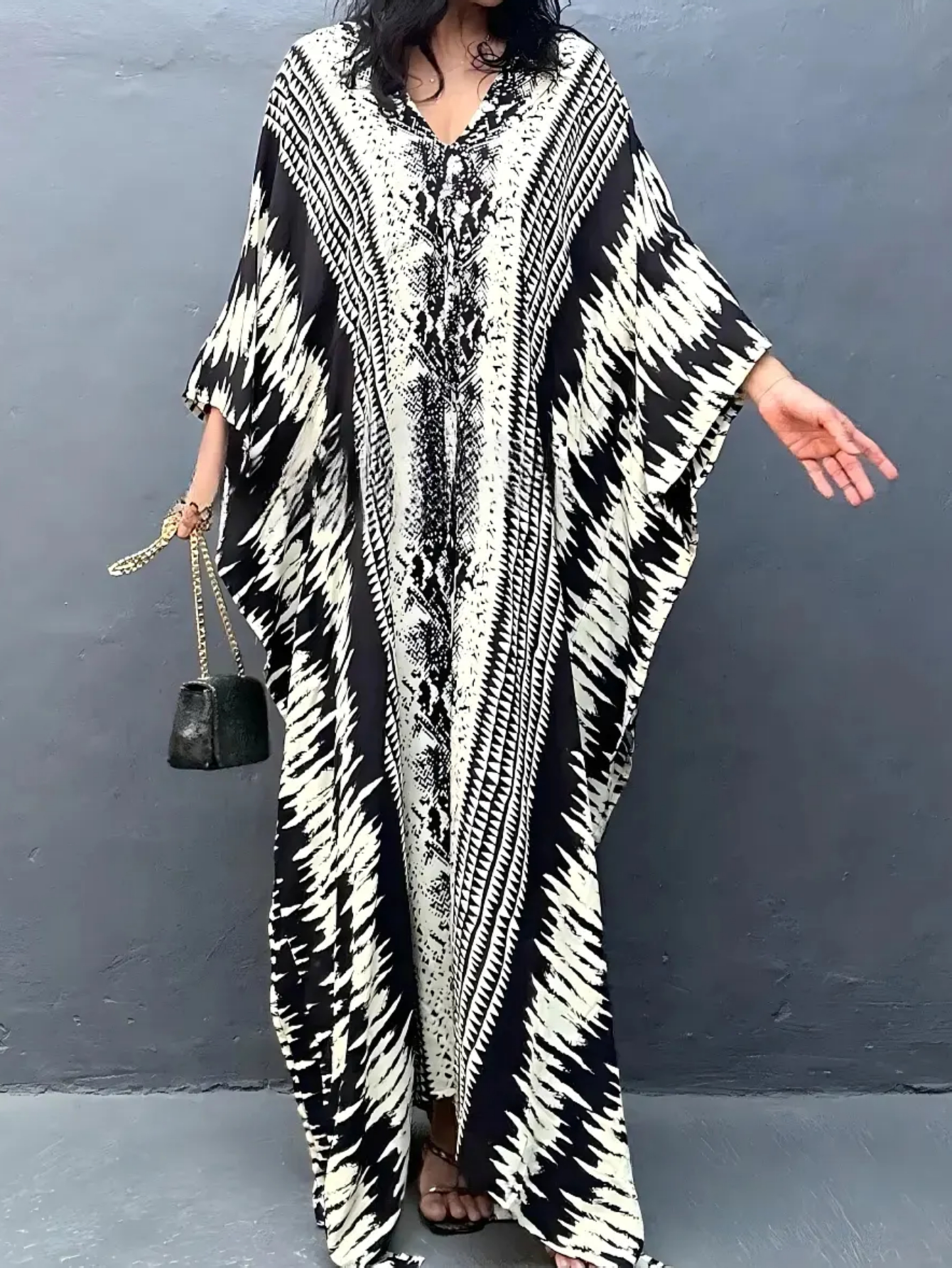 Robes caftan MAKABO pour femmes, col en V, imprimés colorés, robes de plage caftan pour maillots de bain
