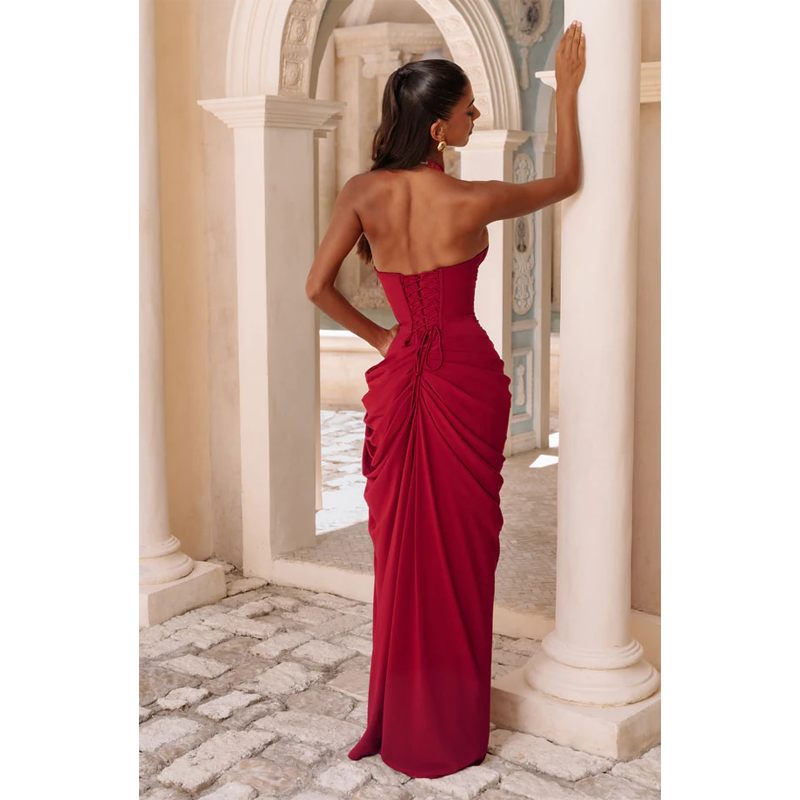 Robe longue sexy en dentelle évidée pour femme, col rond uni, manches longues, plissée, moulante, Vestidos 2026, robes de soirée et de vacances d'été