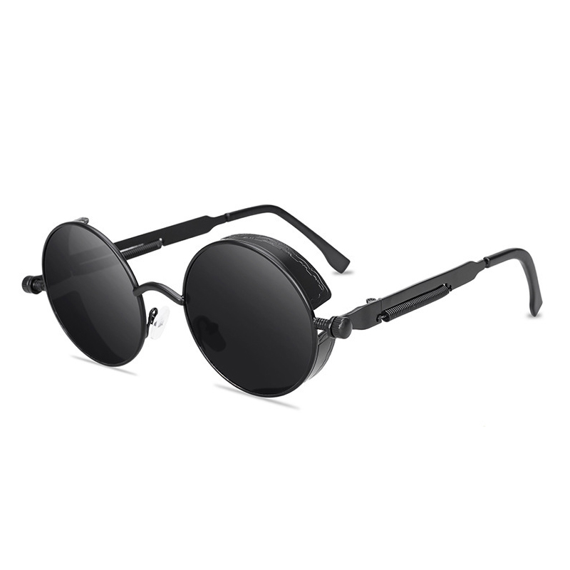 Lunettes de soleil vintage steampunk rouges pour hommes, monture ronde en alliage métallique, lunettes de soleil rétro pour femmes, lunettes de style gothique.