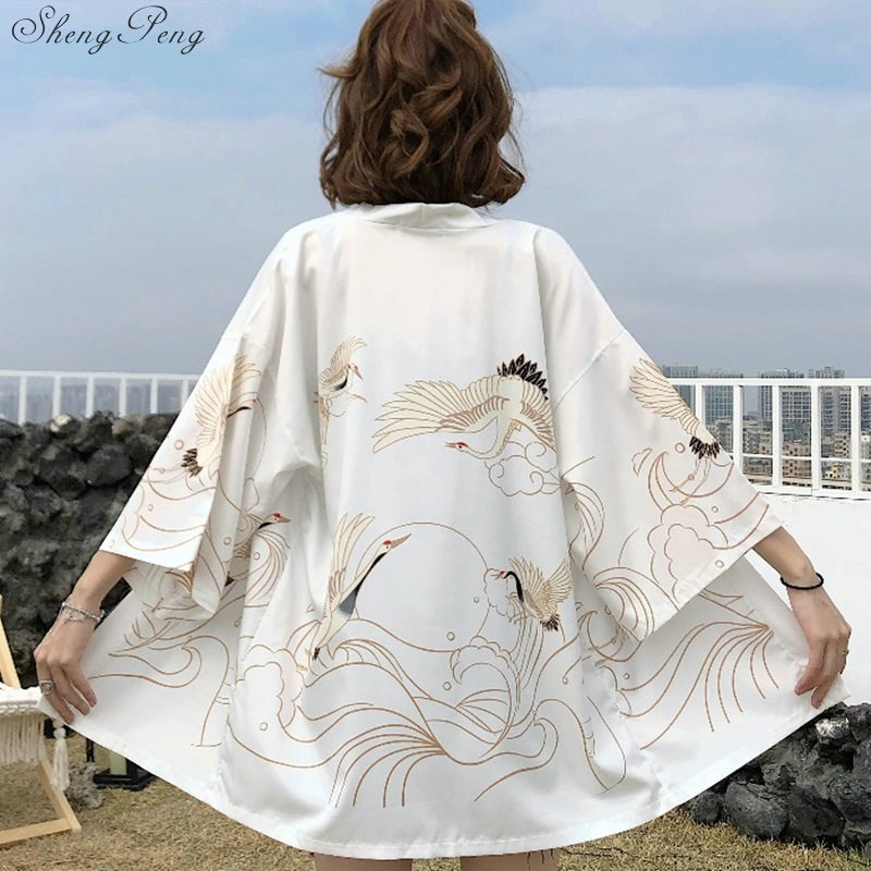 Kimono japonais pour femmes, cardigan de plage, kimono japonais, cosplay traditionnel yukata, obi haori, vêtements japonais, V1864, 2020