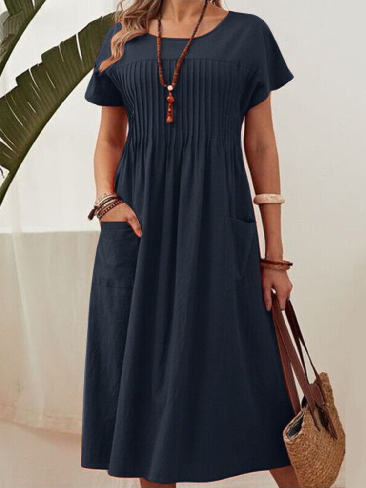 Robe d'été plissée pour femmes, nouvelle collection, coupe ample, style A-Line, décontractée, pour tous les jours, en plein air, pour les vacances, robes longues pour femmes, Robe Femme