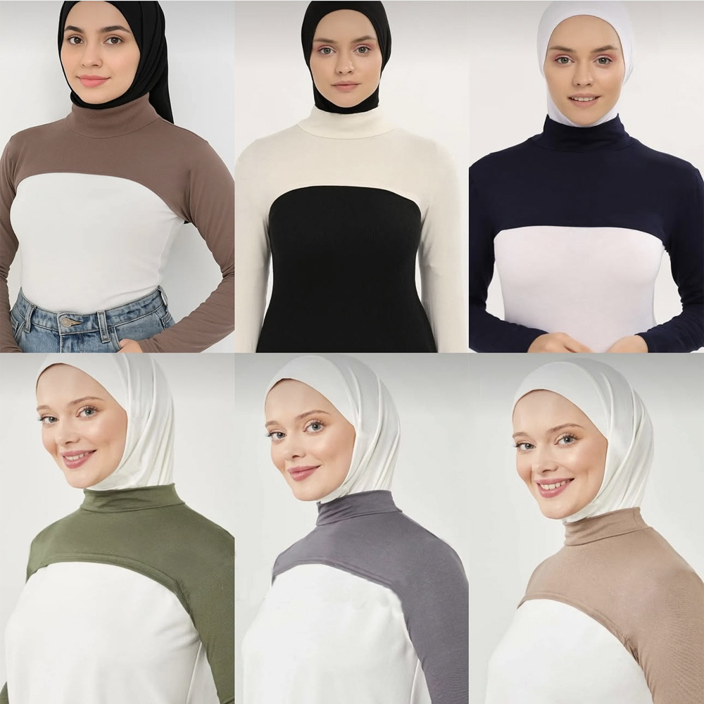 Maillot Modal à manches longues pour femme, Hijab musulman, couverture de bras Long, haussement d'épaules élastique, protection solaire, vêtements islamiques