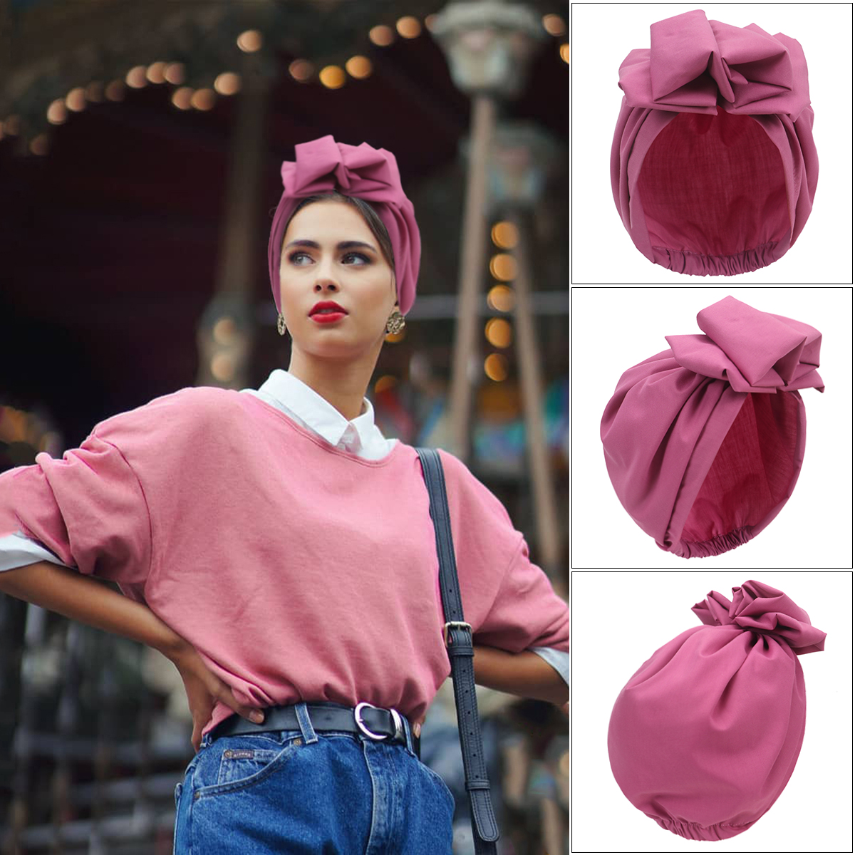 Turban vintage français tendance pour femme, bandana, bandeau, couvre-chef, bonnet, foulard musulman, bonnet, beanie