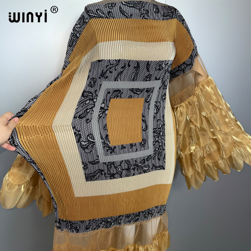 WINYI plissé élastique robe ample plage couvrir caftan abaya dubaï luxe robe de soirée mode robe de soirée abaya femme musulmane