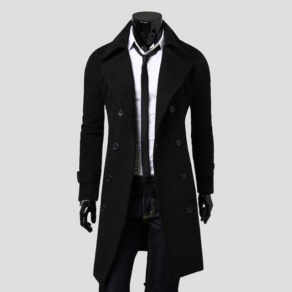 Trench-Coat Simple à Double boutonnage pour hommes, manteau résistant au froid, veste de couleur Pure