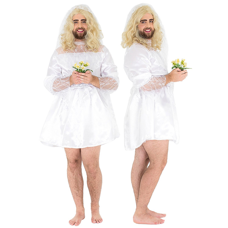 Déguisement de Mariée Fugitive pour Homme, Costume de Fête de Bachelorette, Tenue Amusante pour Adulte, Déguisement de Mariage pour Halloween