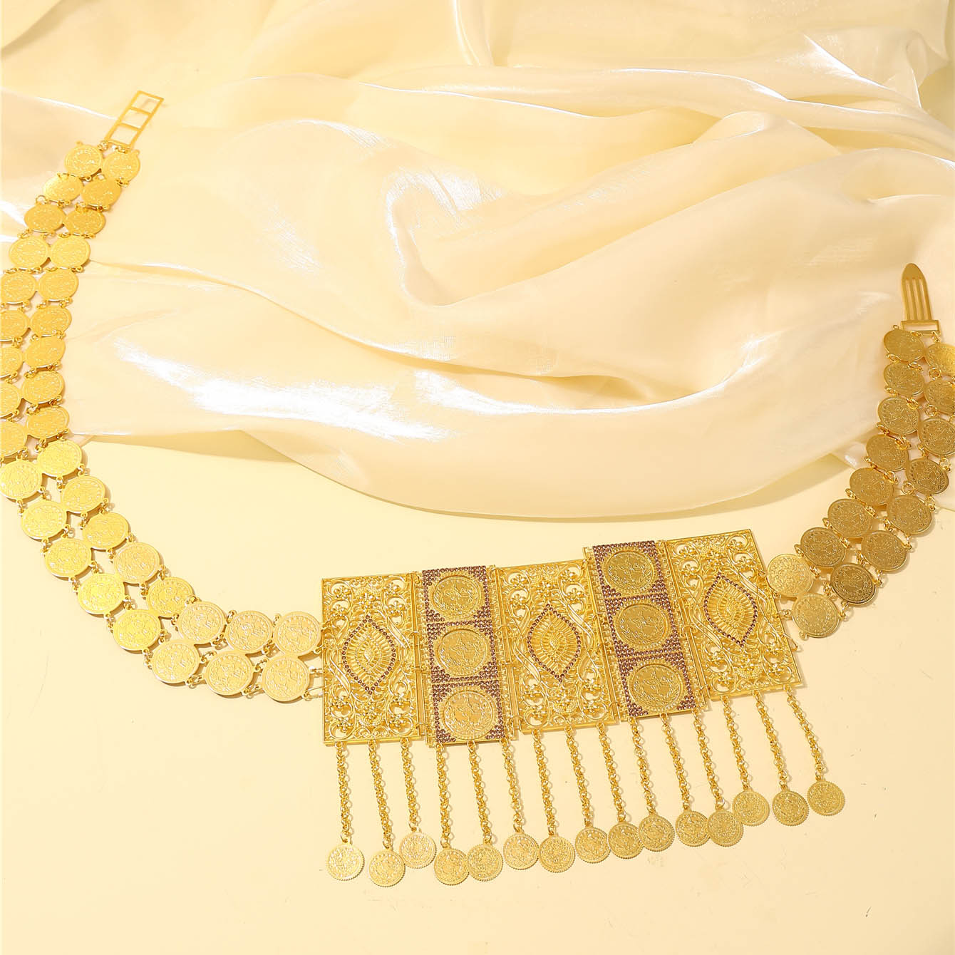 Ceinture de mariée dorée marocaine, Design à pampilles exquis, Style Vintage français, ceinture de Robe arabe, cadeau de Festival pour dames