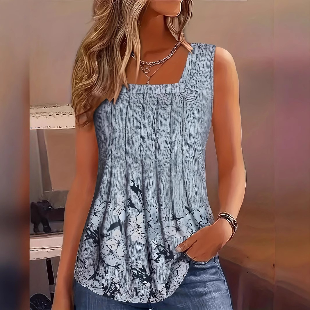 Grande taille femmes été t-shirts réservoir décontracté Sexy vacances impression chemises femmes plage sans manches gilet mode hauts plissés 5XL