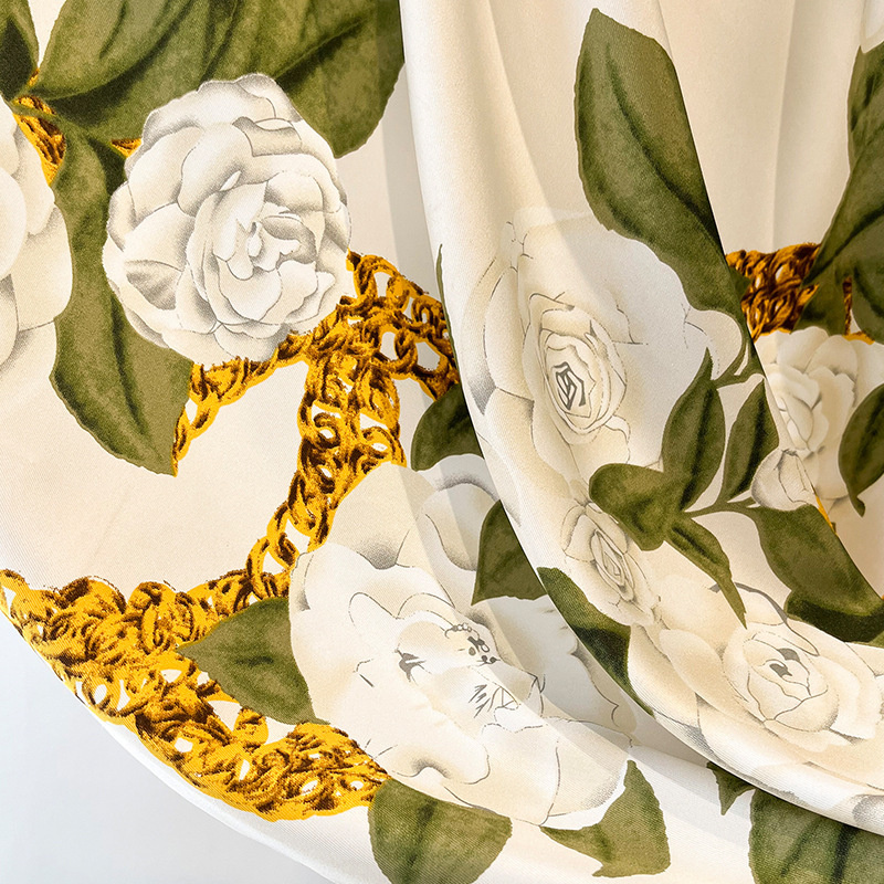 Foulard imprimé carré en sergé de soie pour femmes, 90x90cm, Hijab, Bandana, Foulard, châle, enveloppes, étoles de plage, 2024