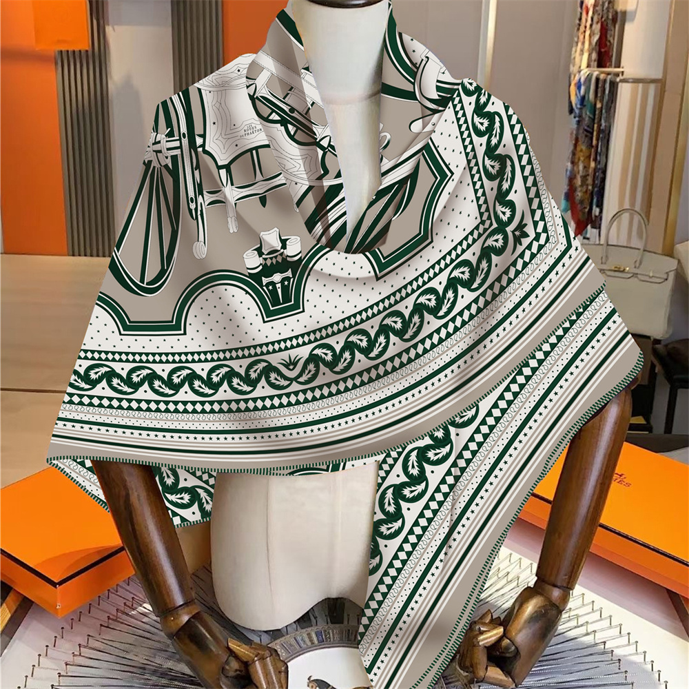 Écharpe d'hiver en soie et cachemire pour femme, châles imprimés, pashminas chauds, foulards carrés, hijabs de marque, grands bandanas pour femme 135CM