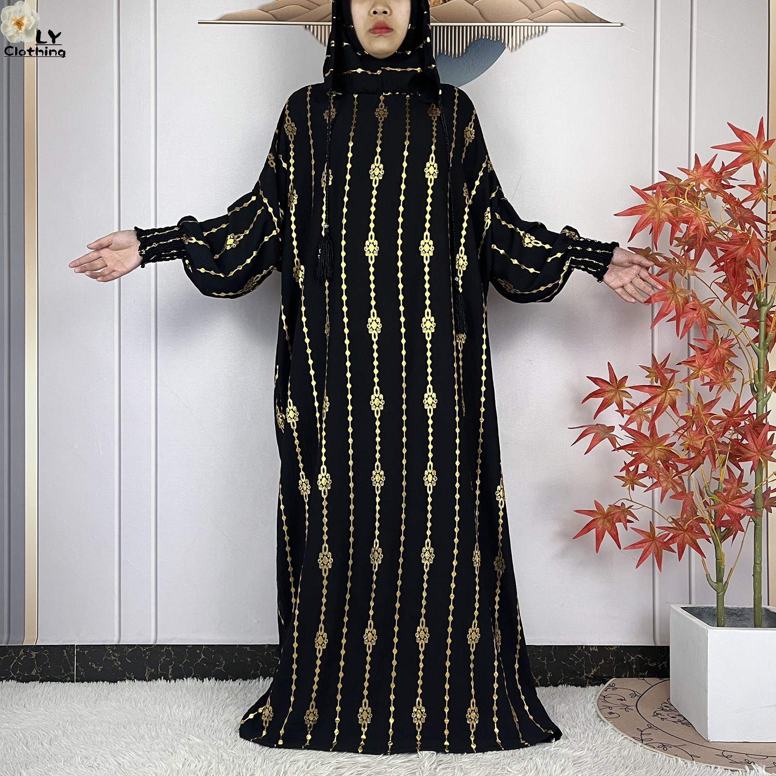Nouveau manches longues deux chapeaux Abaya lâche musulman Ramadan pour les femmes vêtements de prière dubaï turquie Islam robe caftan africain femmes robe