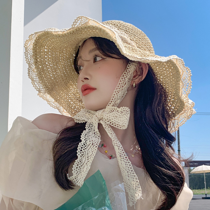 Chapeau de soleil pour femme à large bord, chapeau de plage en paille pliable pour l'été, protection UV, casquette de plage pour femme