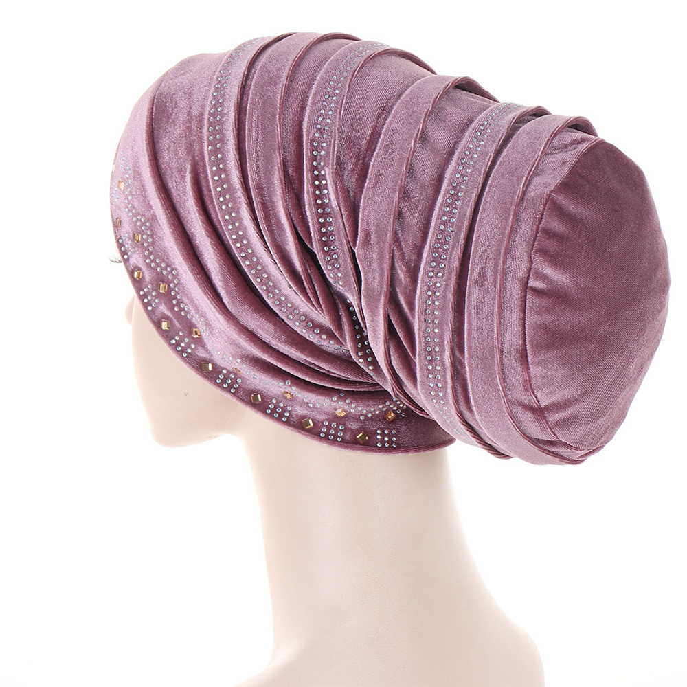 Hijabs d'intérieur en velours musulman pour femmes, bonnet croisé, capuchons de chimio, enveloppe de sauna en diamants, couvre-chef Islam, chapeau écharpe, turbans, accessoires pour cheveux