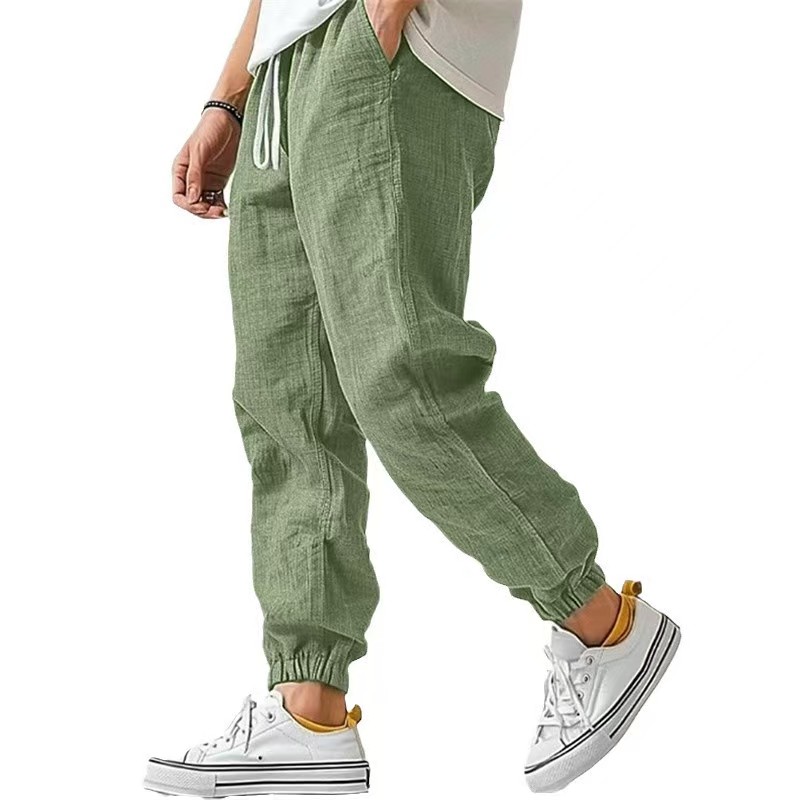 Pantalon Homme en Coton et Lin, Style Coréen, Décontracté, Ample, Harem, avec Cordon de Serrage, pour la Gym et le Streetwear, Printemps-Automne