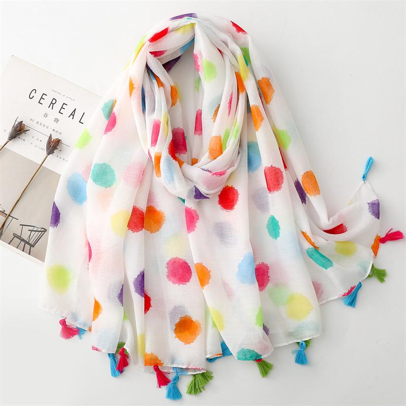 Marque de luxe écharpe Dot coton châle dame enveloppement grand Pashmina Hijab bandeau foulards islamique Turban Bufanda Foulard étoles
