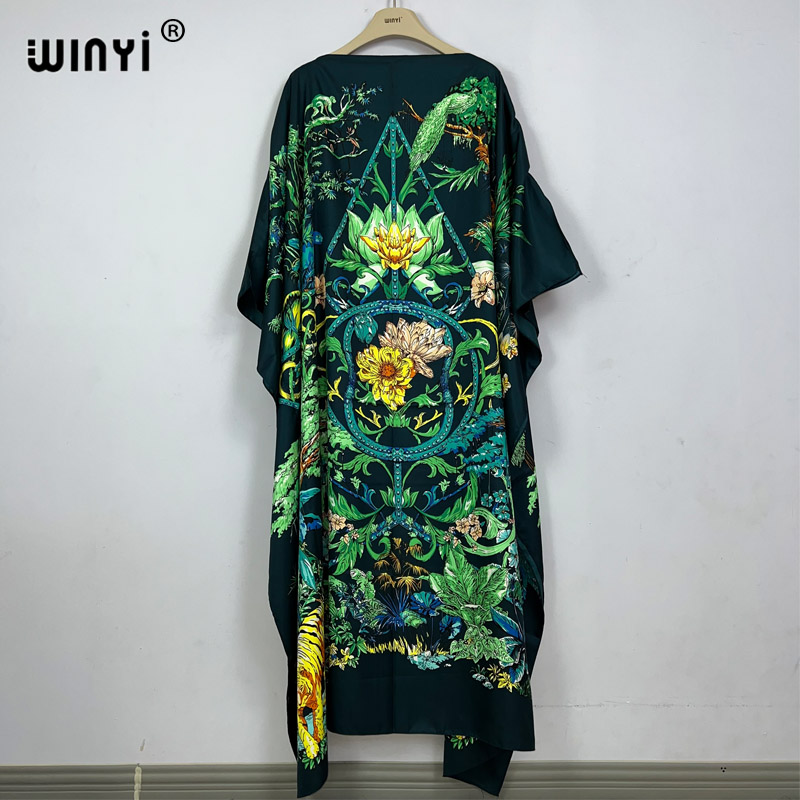 WINYI-Robe de plage imprimée de haute qualité pour femmes, vêtements africains élégants, tenue de soirée, robe musulmane