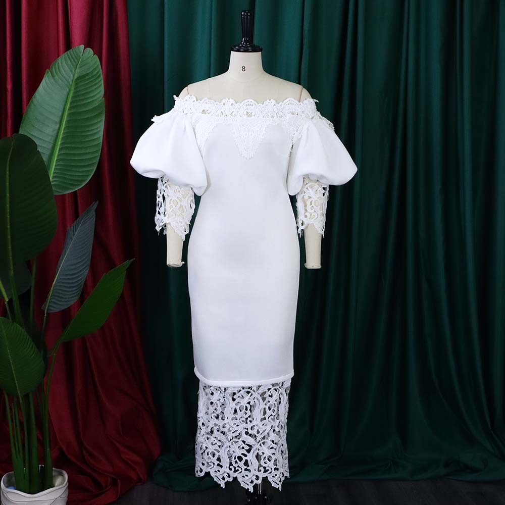 Dashiki-Robe africaine pour femmes, robe de soirée ajourée, sexy, manches longues, col rond, élégante, couleur unie, taille haute, 2024