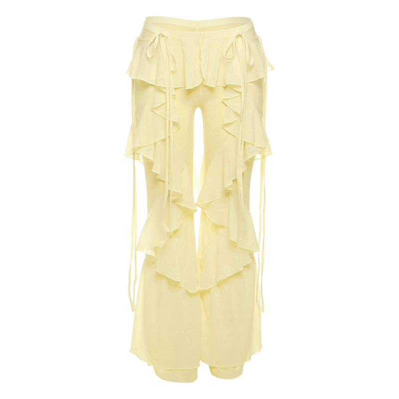 Couvre-up à volants pour femmes, vêtements de plage, tunique en coton blanc, pantalon en maille, jupe portefeuille, Cover-Up pour maillot de bain, été