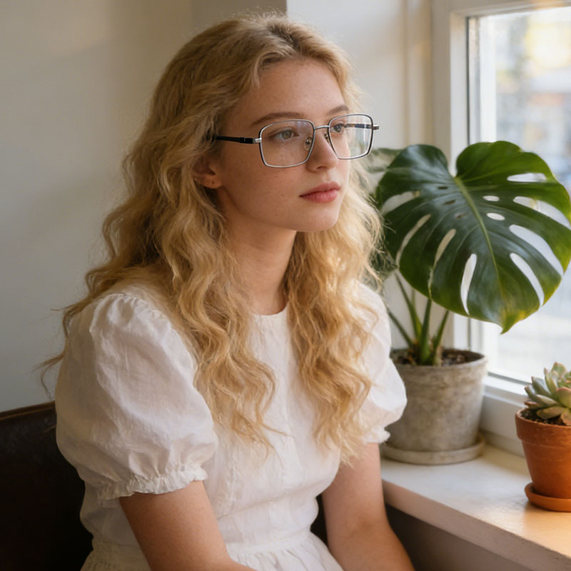 Lunettes pour hommes et femmes, grand visage, monture métallique carrée surdimensionnée, monture complète en titane, lunettes de banlieue au Design Simple
