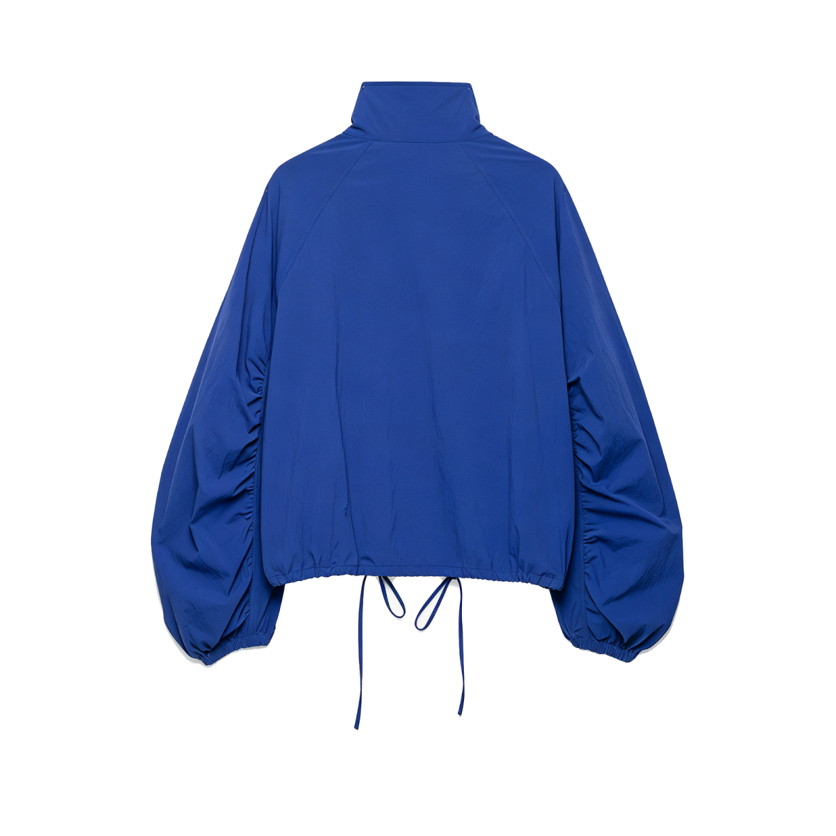 BSAY 2026 Veste courte décontractée pour femme à col montant, boutonnée, avec ourlet à cordon de serrage, manches longues bouffantes et froncées