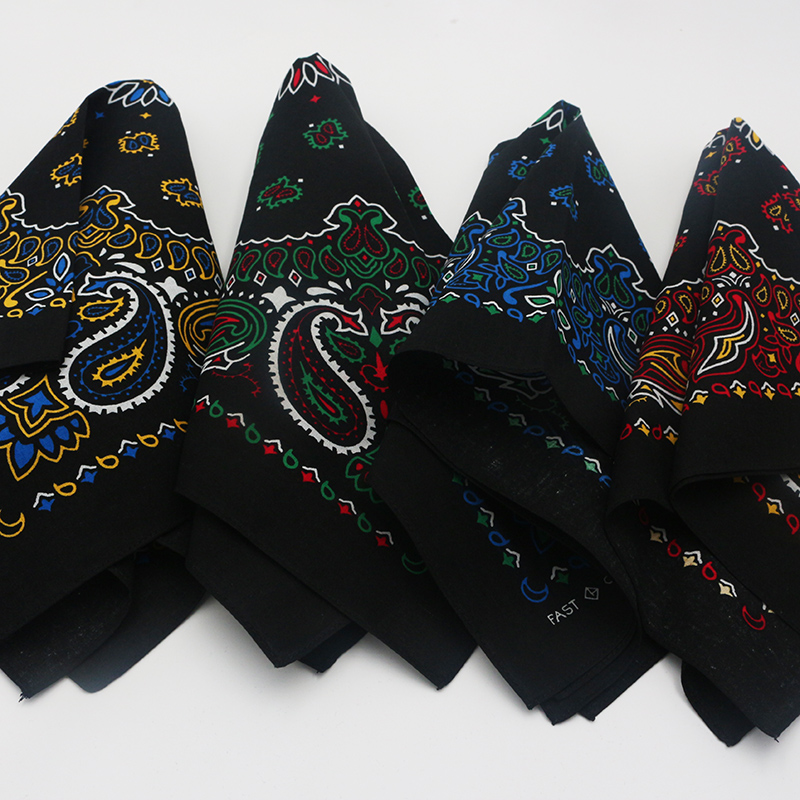 Écharpe carrée en coton Paisley coloré foncé pour hommes, bandeau Hip-hop pour femmes, bandeau pour cheveux, Bandana, masque de moto