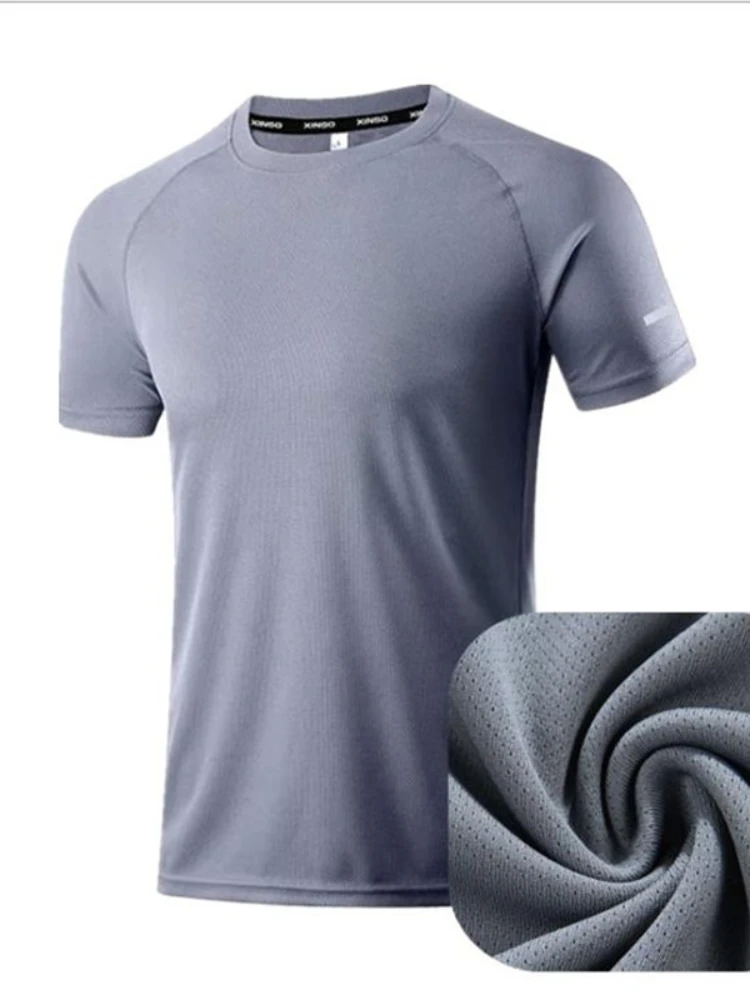 T-shirt d'été en soie glacée pour hommes, manches courtes froides, col rond, extensible, séchage rapide, respirant, chemise de sport