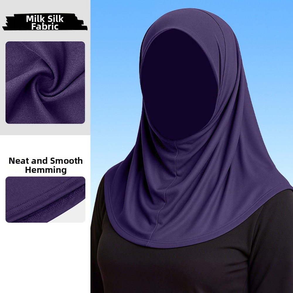 Hijab élégant en soie glacée pour femme, protection du cou, léger, prêt à porter, protection solaire, couleur unie, couvre-tête pour femme