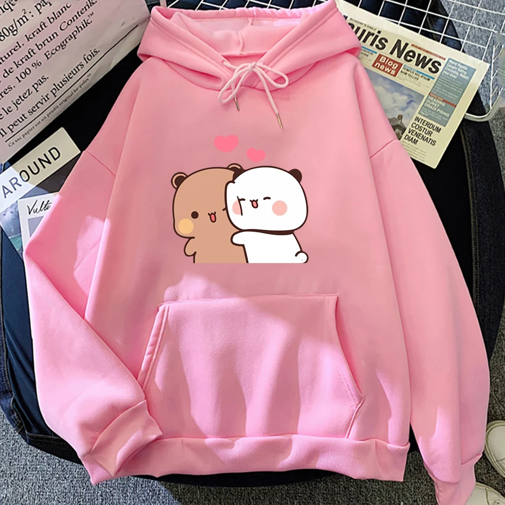 Dessin animé Panda Bubu et Dudu femmes grande taille sweat à capuche Kawaii Harajuku col rond Harajuku unisexe imprimé vêtements hauts