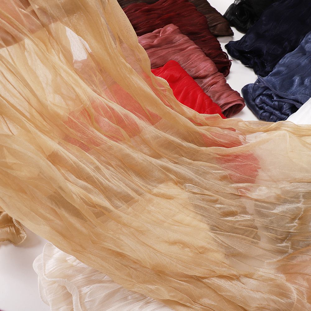 Nouveaux hijabs à bords ondulés pour femmes, foulard uni, doux et extensible, châle léger, turban, hijab Ramadan