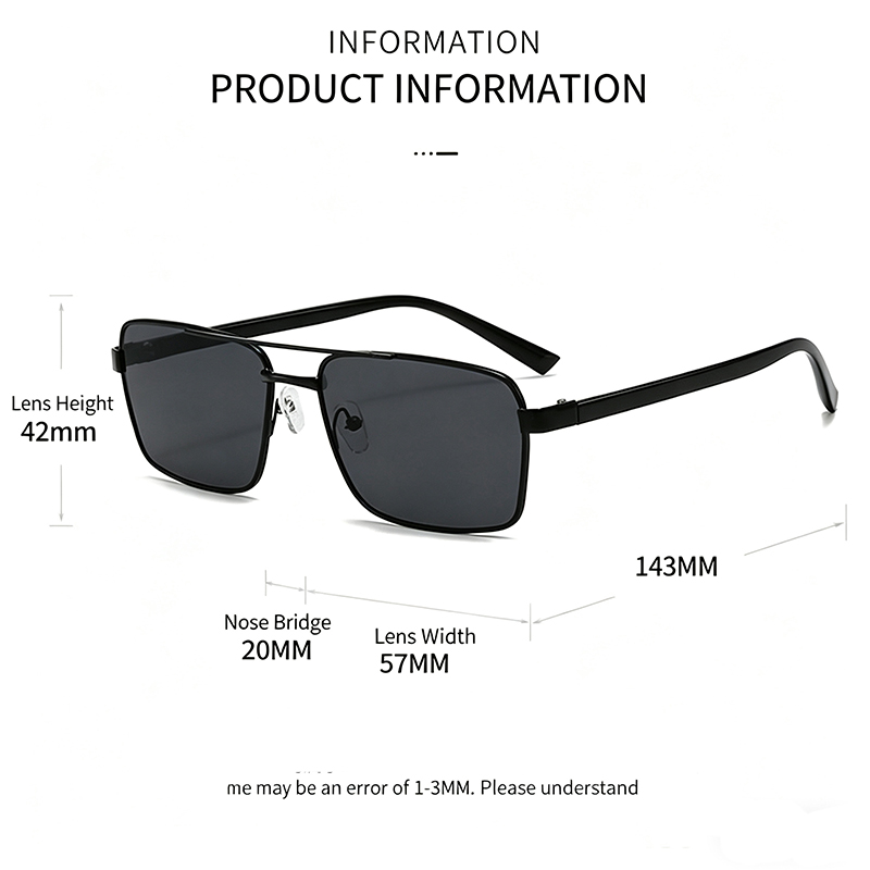 Lunettes de soleil carrées à double pont pour femmes et hommes, style rectangulaire, décontractées, pour affaires, de marque, design vintage