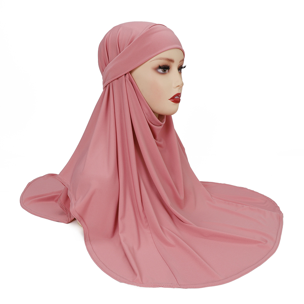 Hijab prêt-à-porter avec sangle, foulard instantané en jersey musulman, voile islamique uni, foulard femme musulmane, bandana.