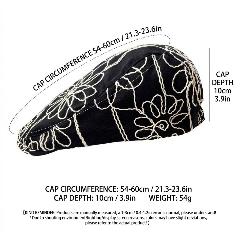 Casquette rétro tendance, décontractée et polyvalente, style coréen, avec broderie florale douce et épicée, chapeau britannique pour femme et jeune fille