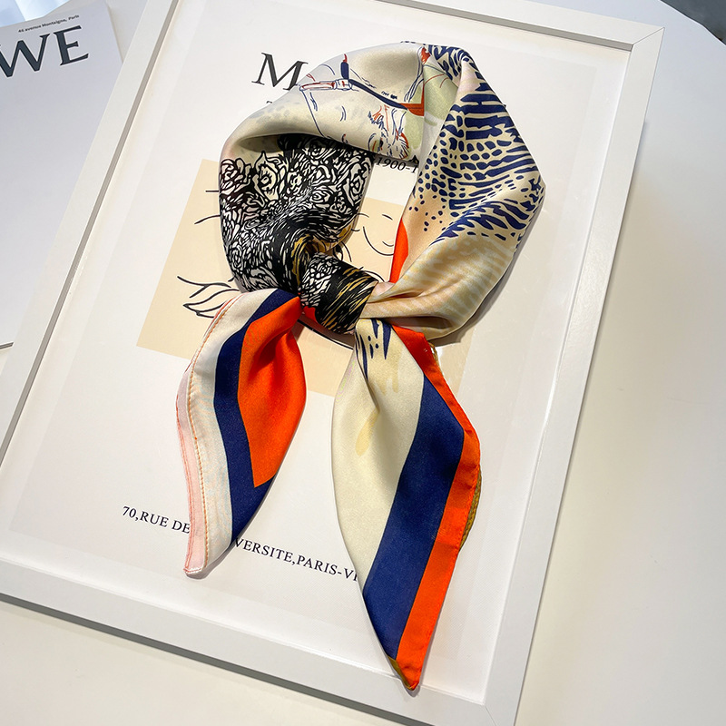 Mouchoirs cheveux foulard en soie 70*70 cm imprimé Satin grand carré foulards en soie châles pour femmes marque de luxe concepteur Hijab bandeau