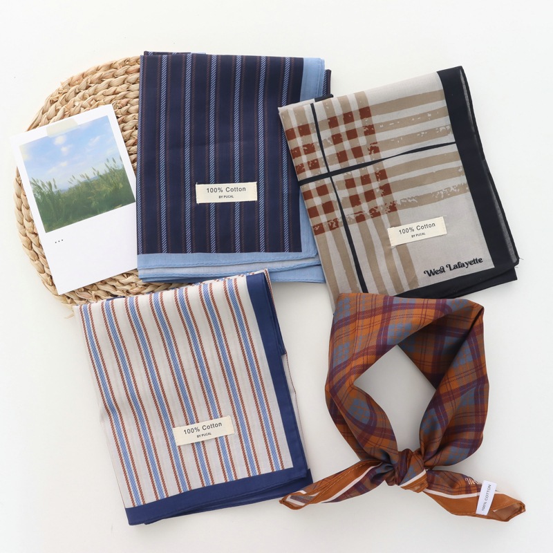 100% coton rayé frais tout-Match petite serviette carrée 2025 nouvelle mode foulard à bout fermé pour écharpe carrée femmes bandeau
