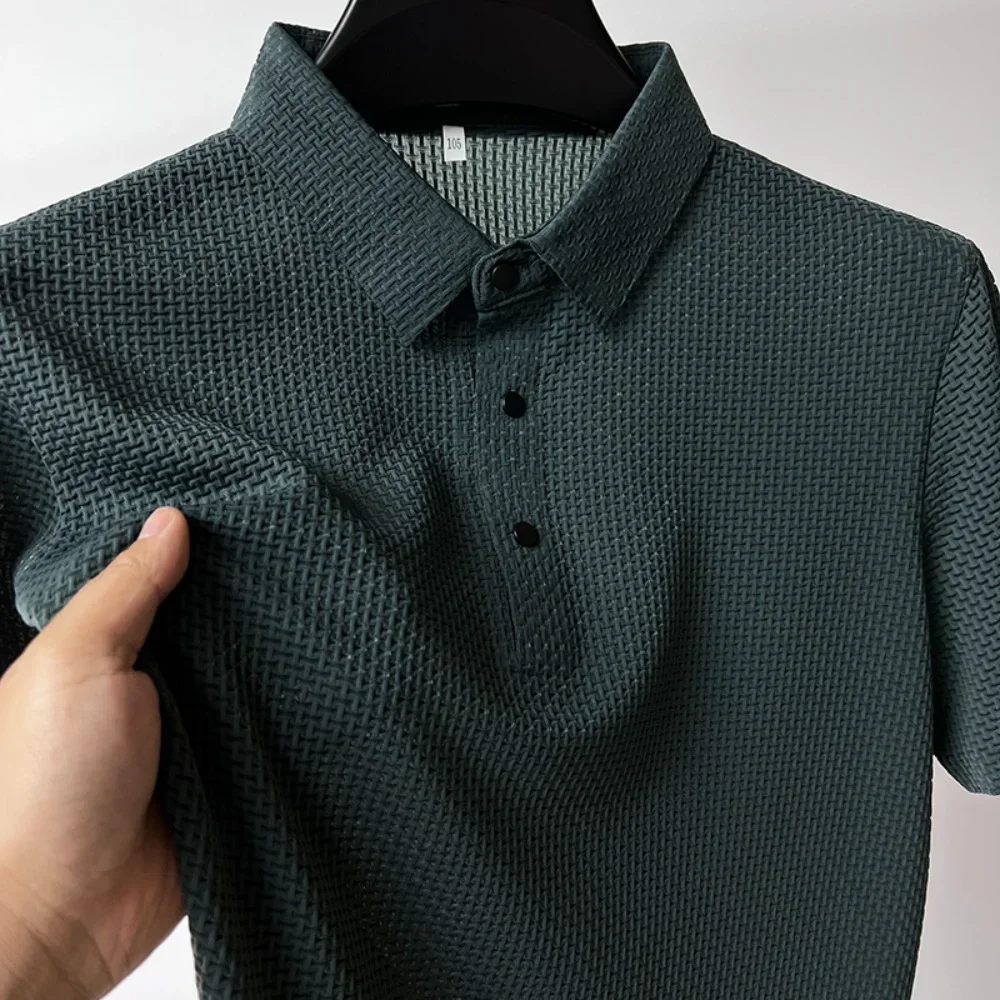 T-Shirt à manches courtes pour hommes, respirant, en soie glacée, à la mode, vêtements de marque, été, ajouré, 2026