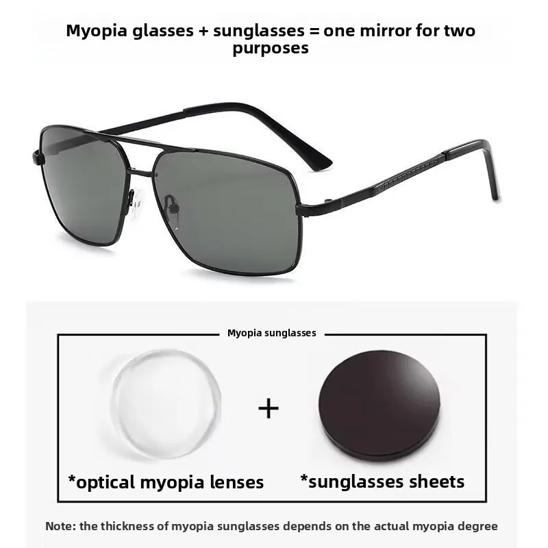 Lunettes de myopie à Double faisceau pour hommes, grande monture, confortables, ombrage solaire, Anti-éblouissement, HD, pour la conduite