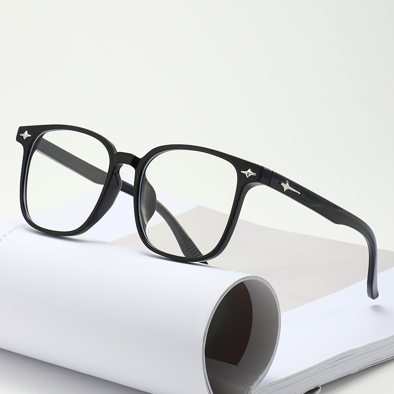 Lunettes à monture décorative étoiles pour hommes et femmes, carrées, tendance, Anti-lumière bleue, accessoire de bureau en plein air à la mode