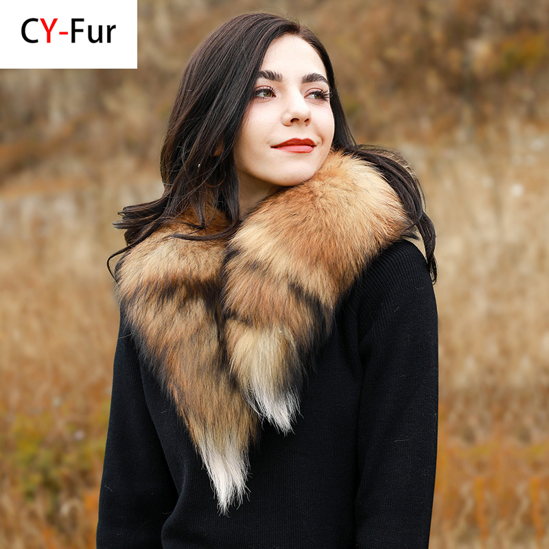 Véritable fourrure de renard naturelle écharpe fourrure classique cordon queue de renard hiver femmes hommes col de fourrure naturelle cou plus chaud col de fourrure 90 cm