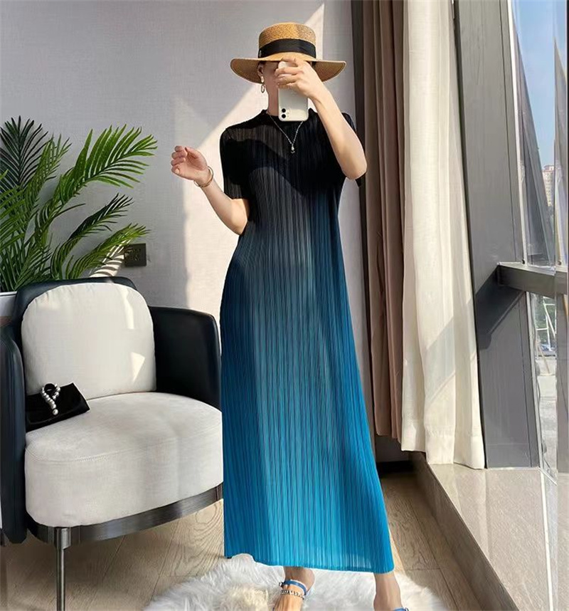 Robe longue plissée dégradée pour femmes, robes de soirée élégantes, couture, robe drapée, fond, femme, mode adt